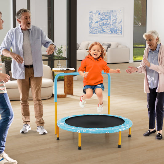 Child's Folding Outdoor Trampoline with Padded Edge Cover and Full Covered Handle-Orange