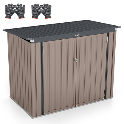 Outdoor Trash Can Storage Shed with Double Openings-Dark Grey