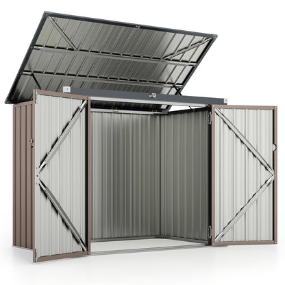 Outdoor Trash Can Storage Shed with Double Openings-Dark Grey