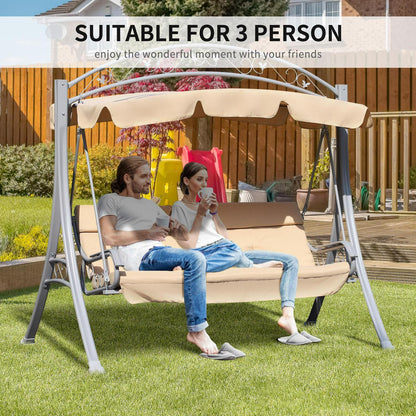 3-Person Swing Chair, Steel-Beige