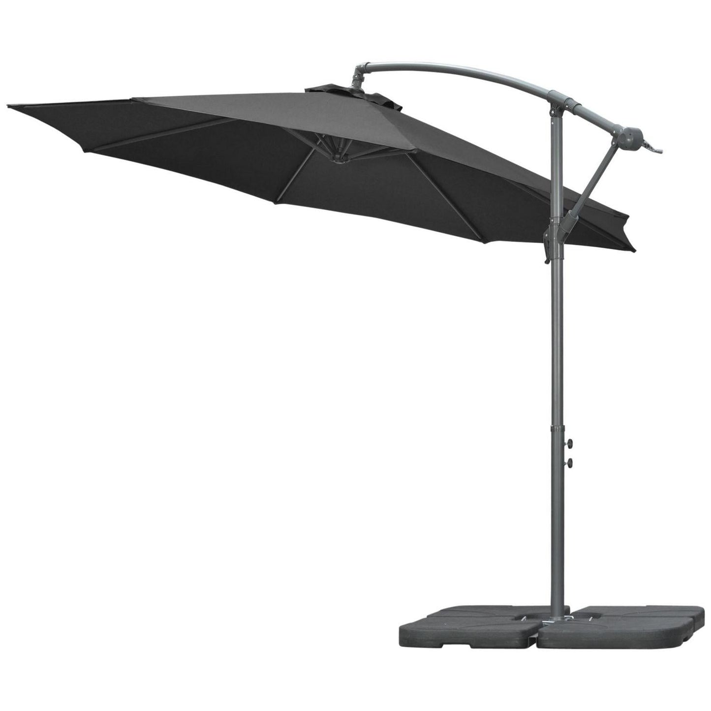 3m Overhanging Garden Parasol, With Cross Base - Grey