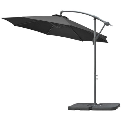 3m Overhanging Garden Parasol, With Cross Base - Grey