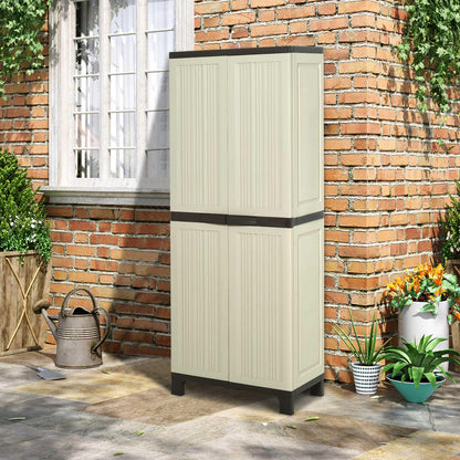 Garden Cabinet Shed, Double-Door, 65Lx37Wx172H Cm-Beige