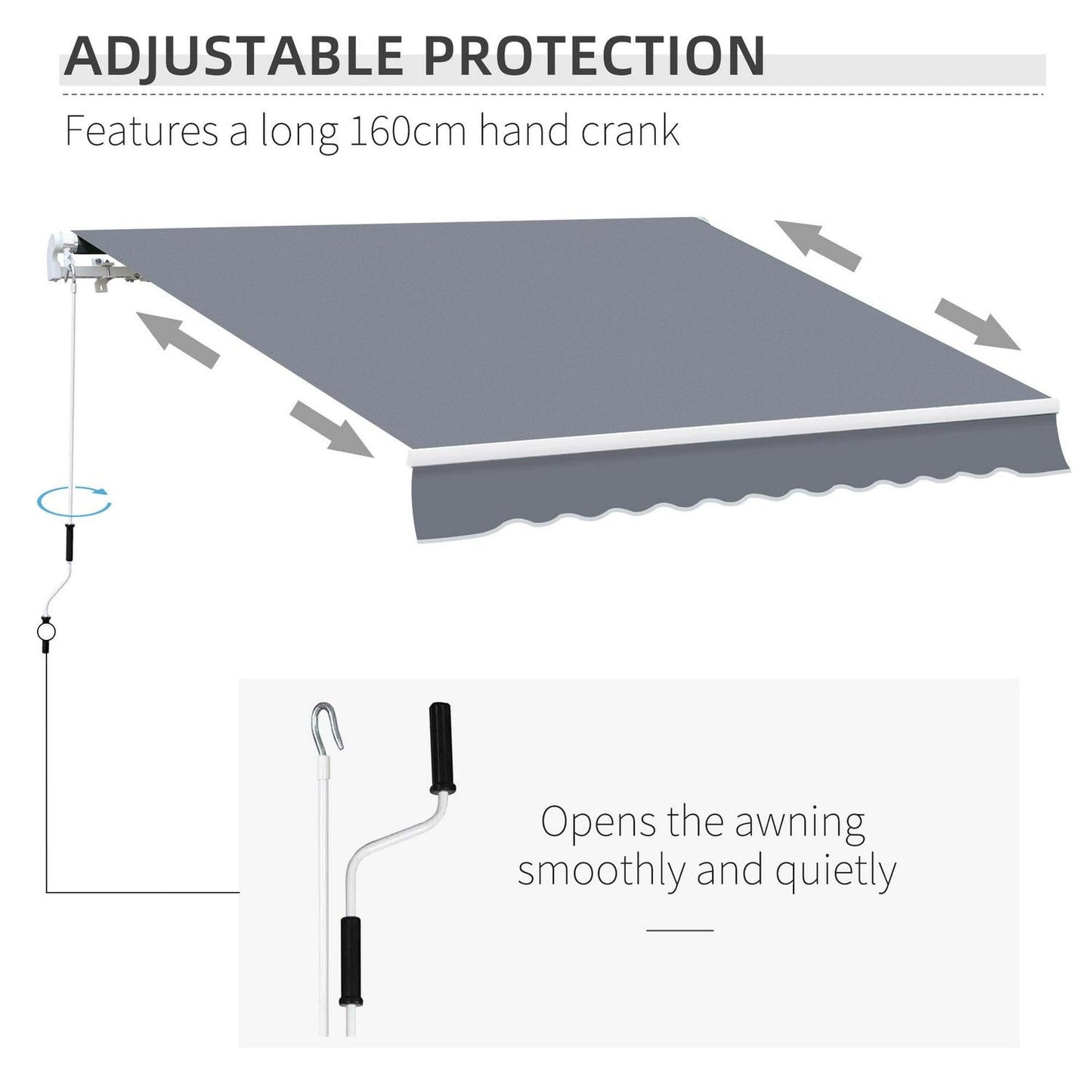 4 X3m Manual Retractable Awning, Size -Grey