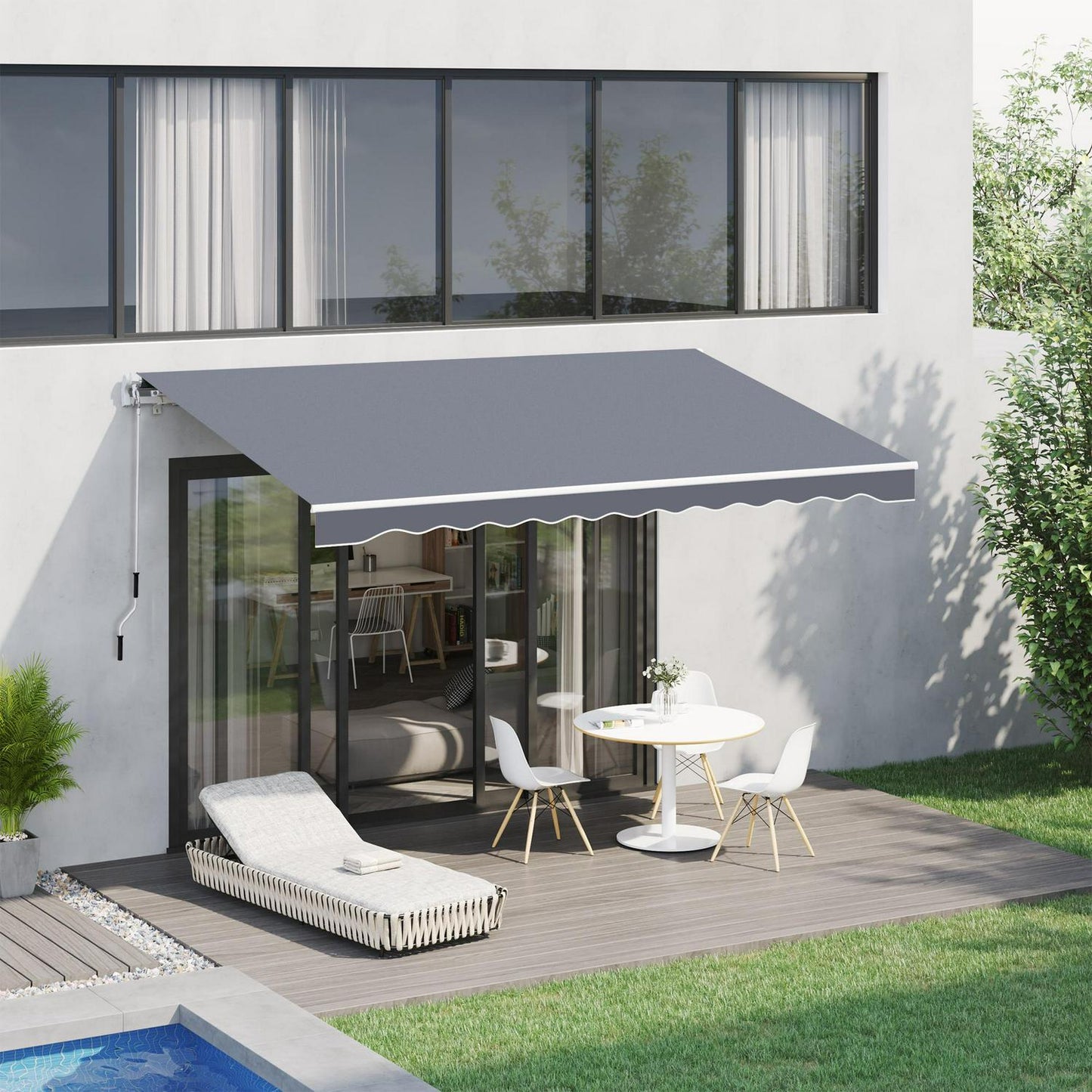 4 X3m Manual Retractable Awning, Size -Grey