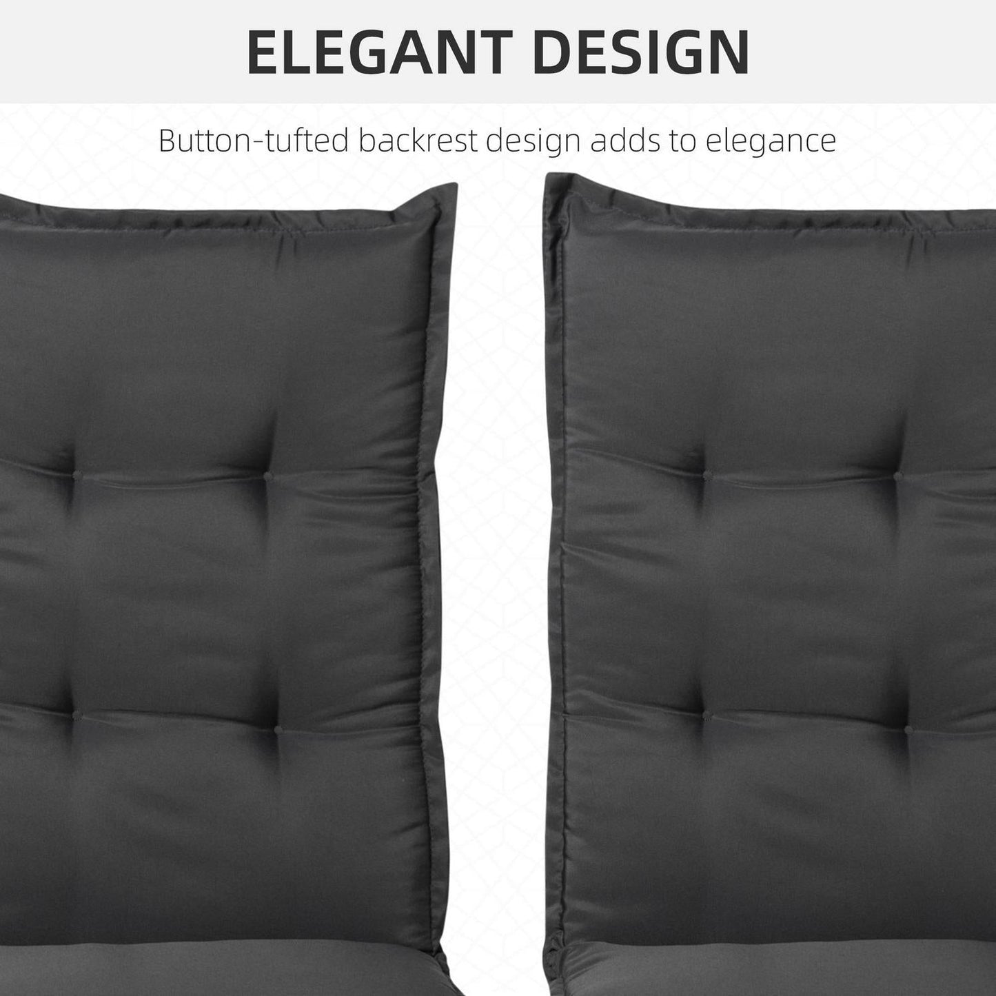 Polyester High Back Outdoor Garden Chair Replacement Cushion Grey