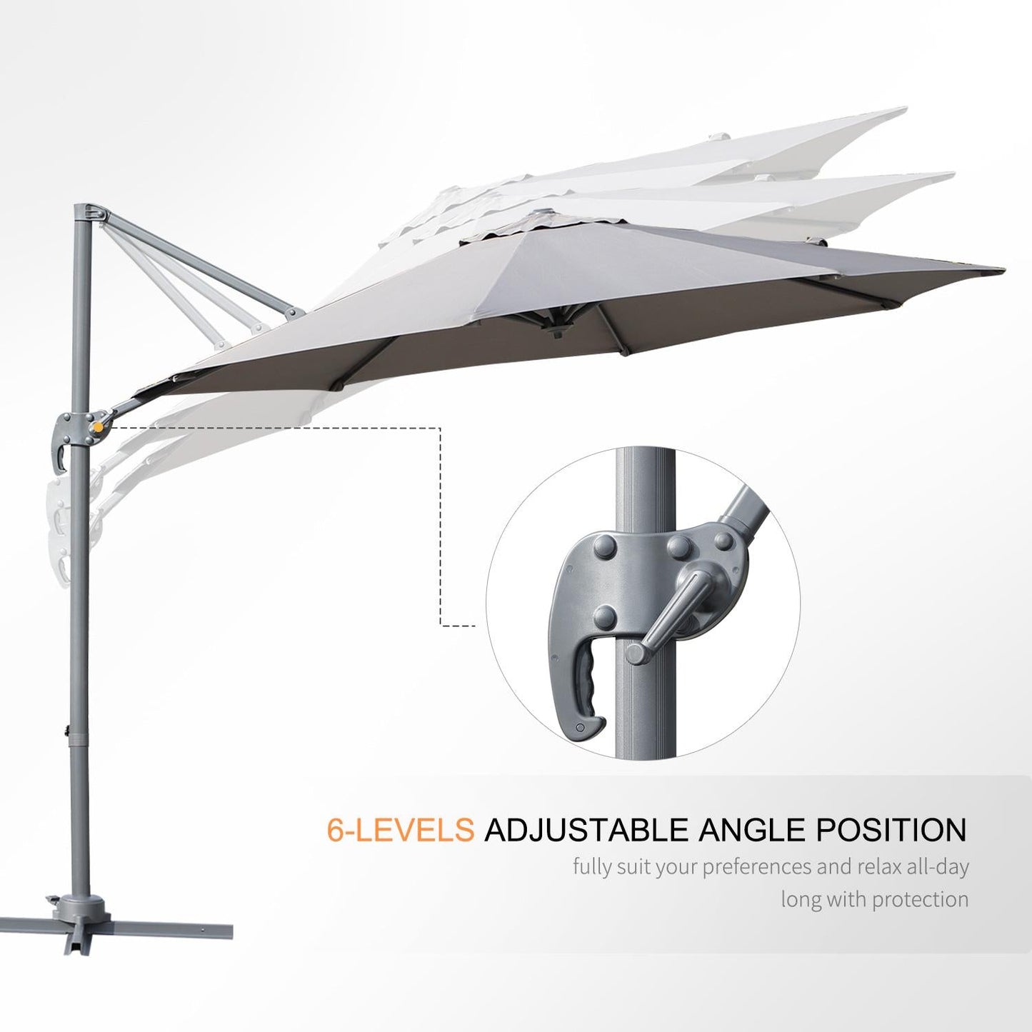 Umbrella Parasol W/360° Rotation 294x248H Cm-Grey