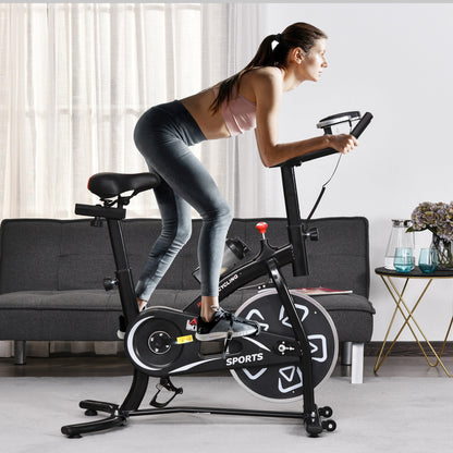 HOMCOM Indoor Stacjonarny rower treningowy 6 kg Flywheel Fitness Cardio Workout Bke Trainer do domowej siłowni z regulowanym oporem Monitor LCD Pad i uchwyt na butelkę Czarny