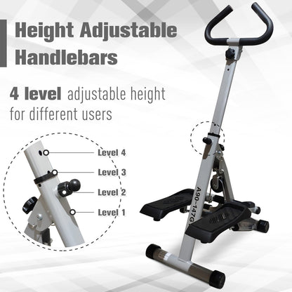 HOMCOM Stepper w/Handle Hand Grip Workout Fitness Machine For Fitness Aerobic Exercise Home Gym Grey