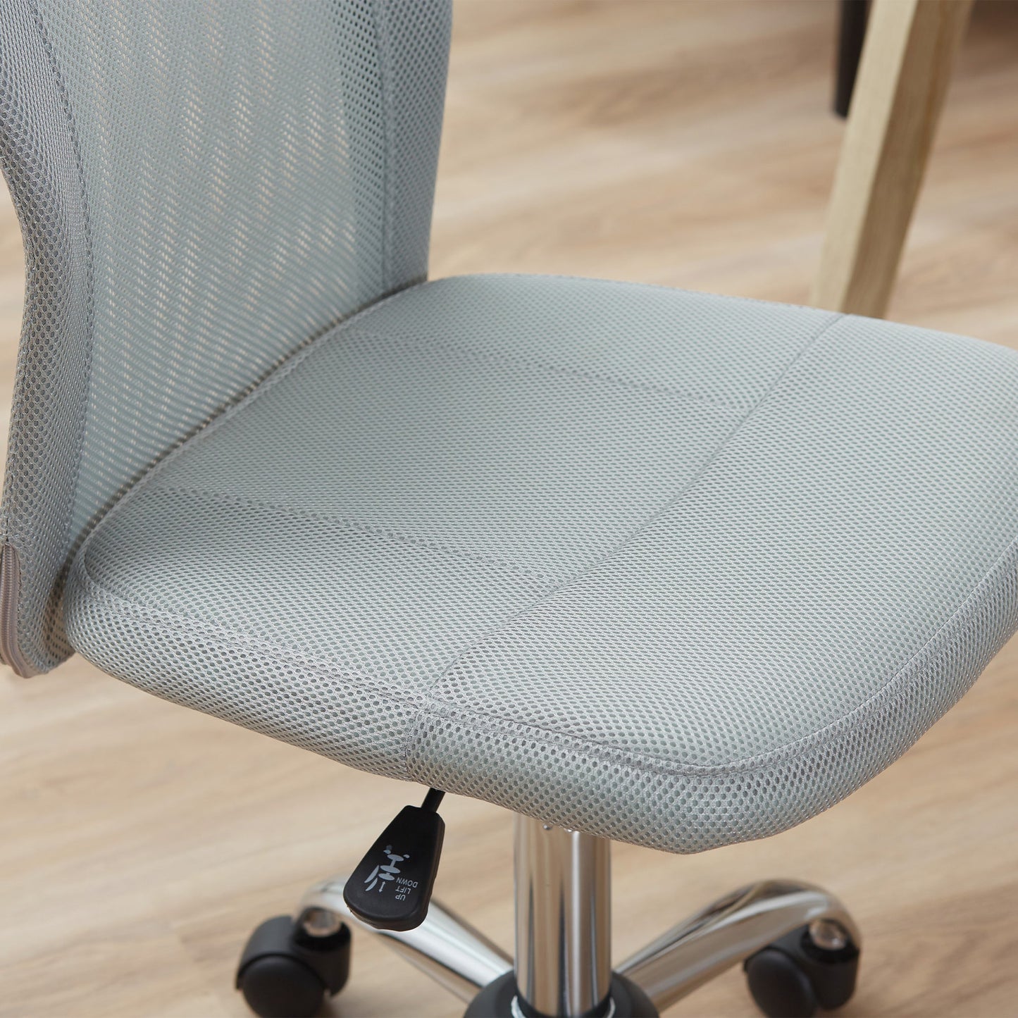 Vinsetto Home Office Mesh Task Chair Ergonomic Armless Mid Back Height Adjustable with Swivel Wheels, Grey