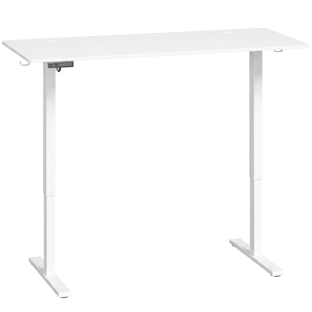HOMCOM Standing Desk Memory Control Height Adjustable Desk 2 Cable Holes LED Display Sit Stand Desk White