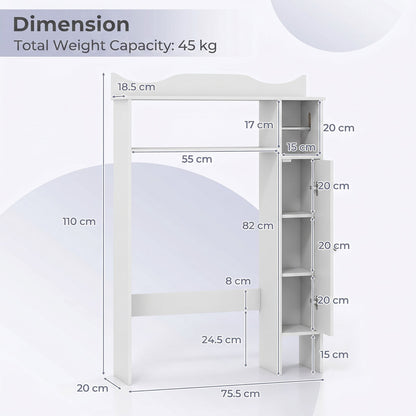 Over Toilet Storage Cabinet with Paper Holder and Removable Shelves for Bathroom-White