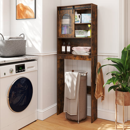 Over the Toilet Storage Cabinet with Toilet Paper Holder-Rustic Brown
