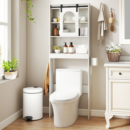 Over the Toilet Storage Cabinet with Toilet Paper Holder-White