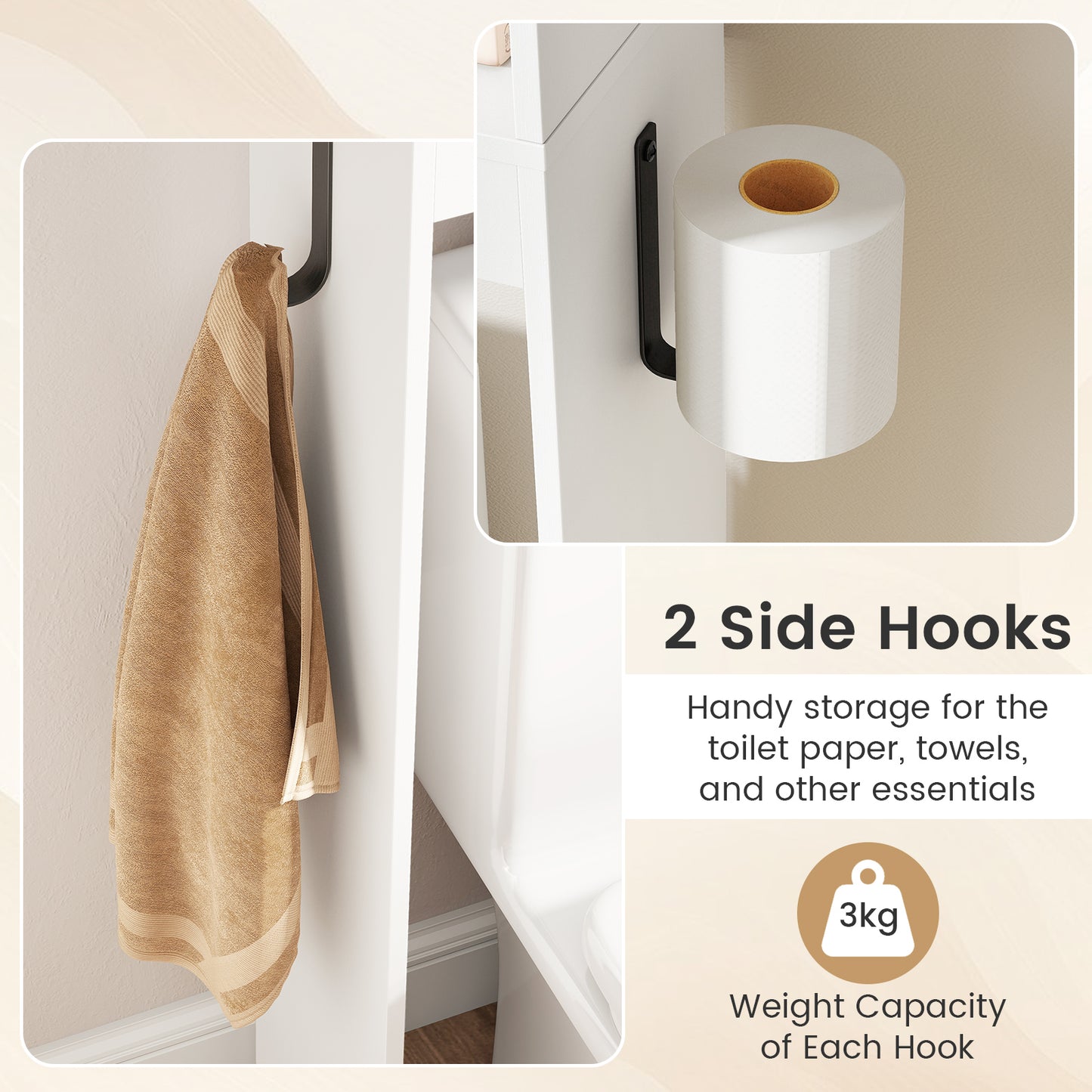 Over the Toilet Storage Cabinet with Toilet Paper Holder-White