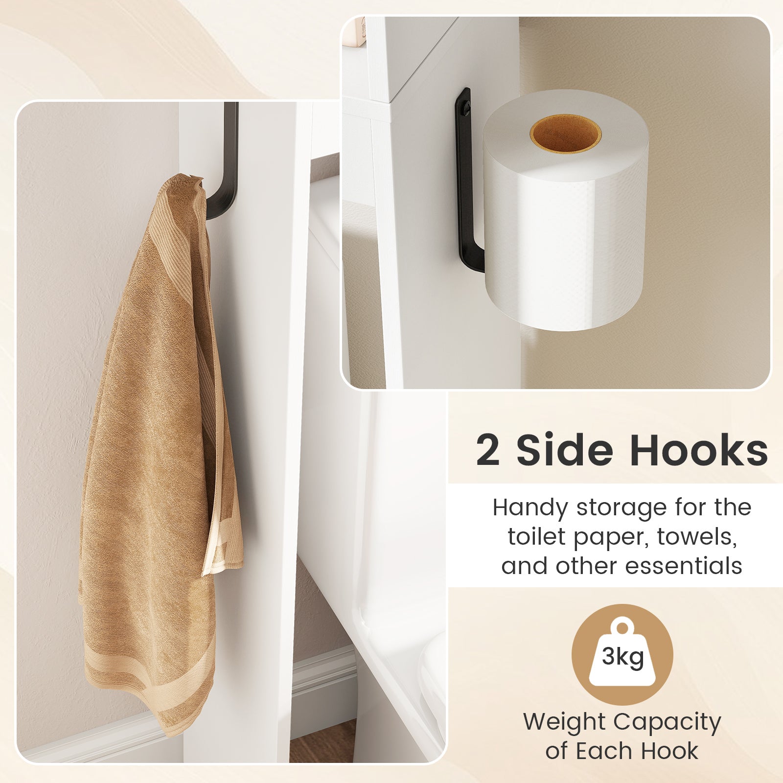 Over the Toilet Storage Cabinet with Toilet Paper Holder-White