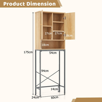 Over The Toilet Freestanding Toilet Storage Cabinet with Rattan Doors-Natural