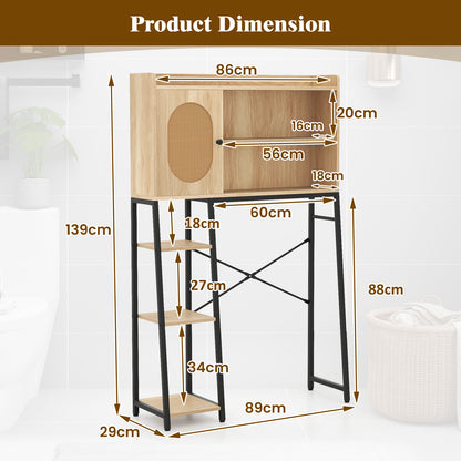 Over The Toilet Storage Cabinet with Sturdy Metal Frame and Adjustable Shelf-Natural