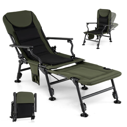 Oversized Foldable Fishing Chair for Adults All-Terrain Camping Chair-Green