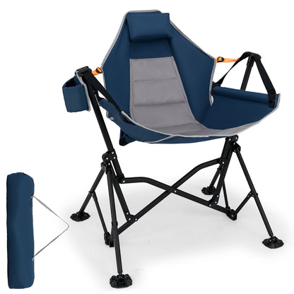 Oversized Hammock Camping Chair with Cup Holder-Blue