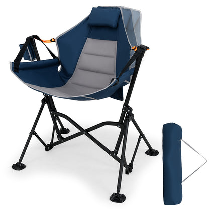 Oversized Hammock Camping Chair with Cup Holder-Blue