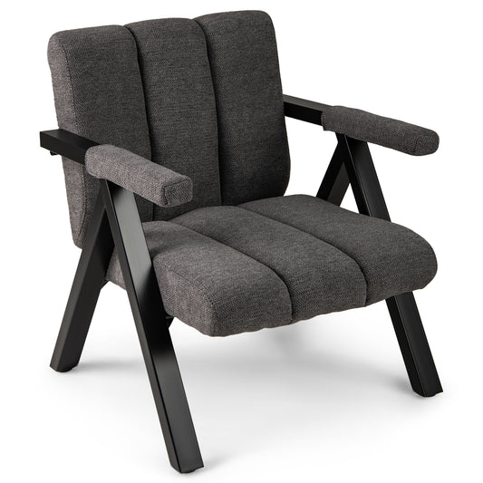 Oversized Accent Chair Upholstered with Metal Frame and Armrests-Grey
