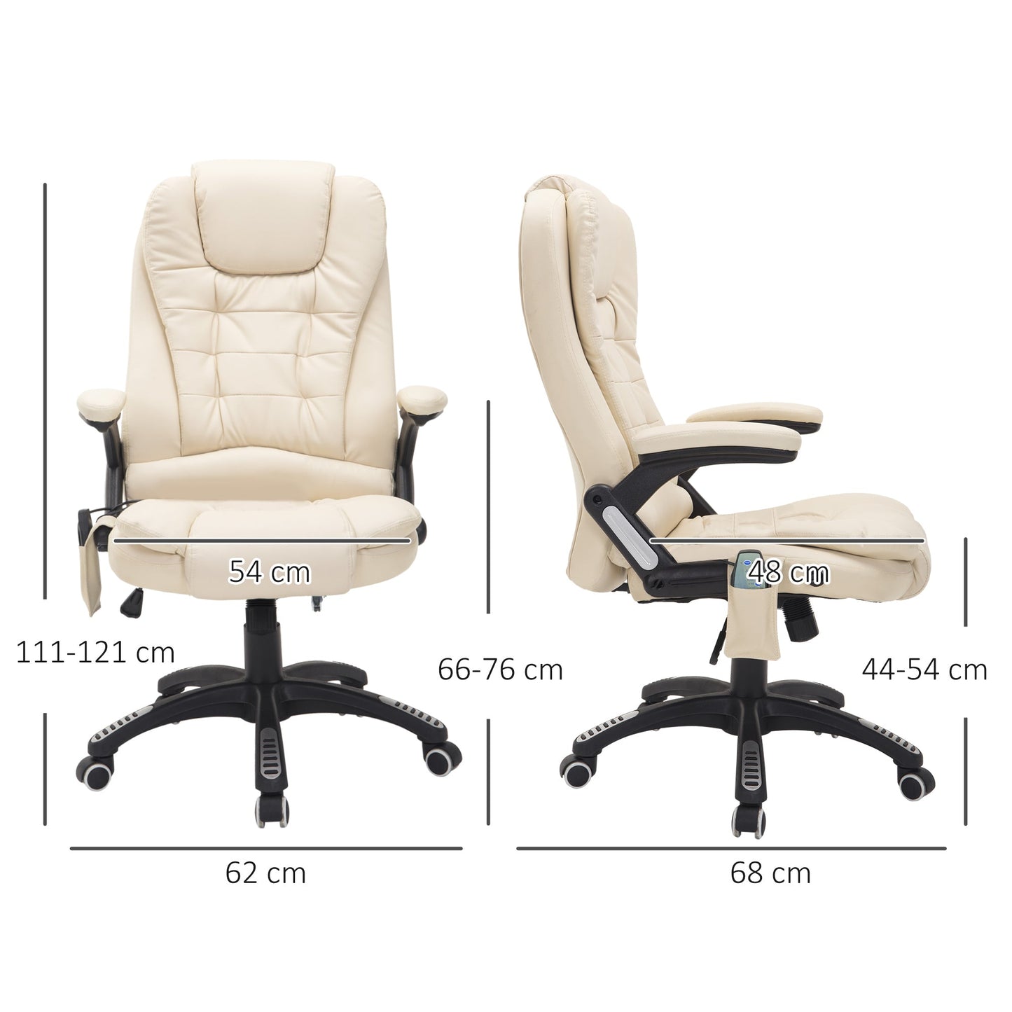 HOMCOM Heated Massage Office Chair, PU Leather Executive Office Chair with High Back, Tilt and Reclining Function, Beige