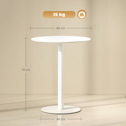 HOMCOM Dining Table, Round Kitchen Table with Steel Base for Living Room, Dining Room, 60 x 60 x 72cm, White