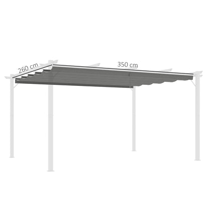 Osłona przeciwsłoneczna Outsunny Retractable Pergola Shade Cover, wymienna osłona do pergoli 4 x 3 (m), dach chowany, jasnoszary