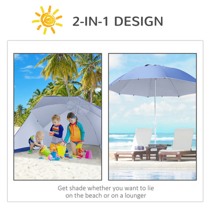 Outsunny 2m UV Protection Fishing Beach Umbrella Brolly Shelter w/ Side Panel Tent Blue