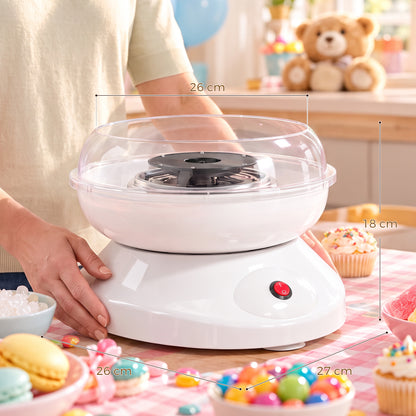 HOMCOM Candy Floss Maker, Quick Making Electric Cotton Floss Machine with 10 Bamboo Sticks, White