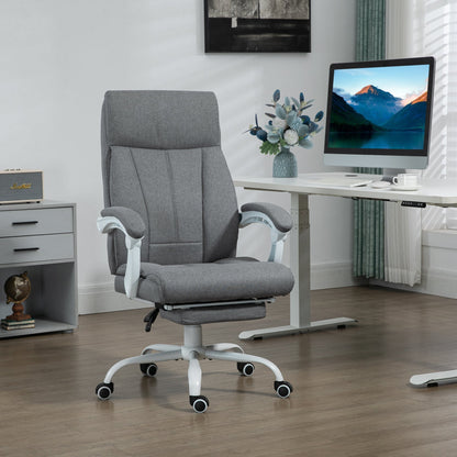 Vinsetto Office Chair, Ergonomic Desk Chair, Fabric Work Study Chair with 155  Reclining Back and Footrest, Adjustable Height and Swivel Wheels, Grey