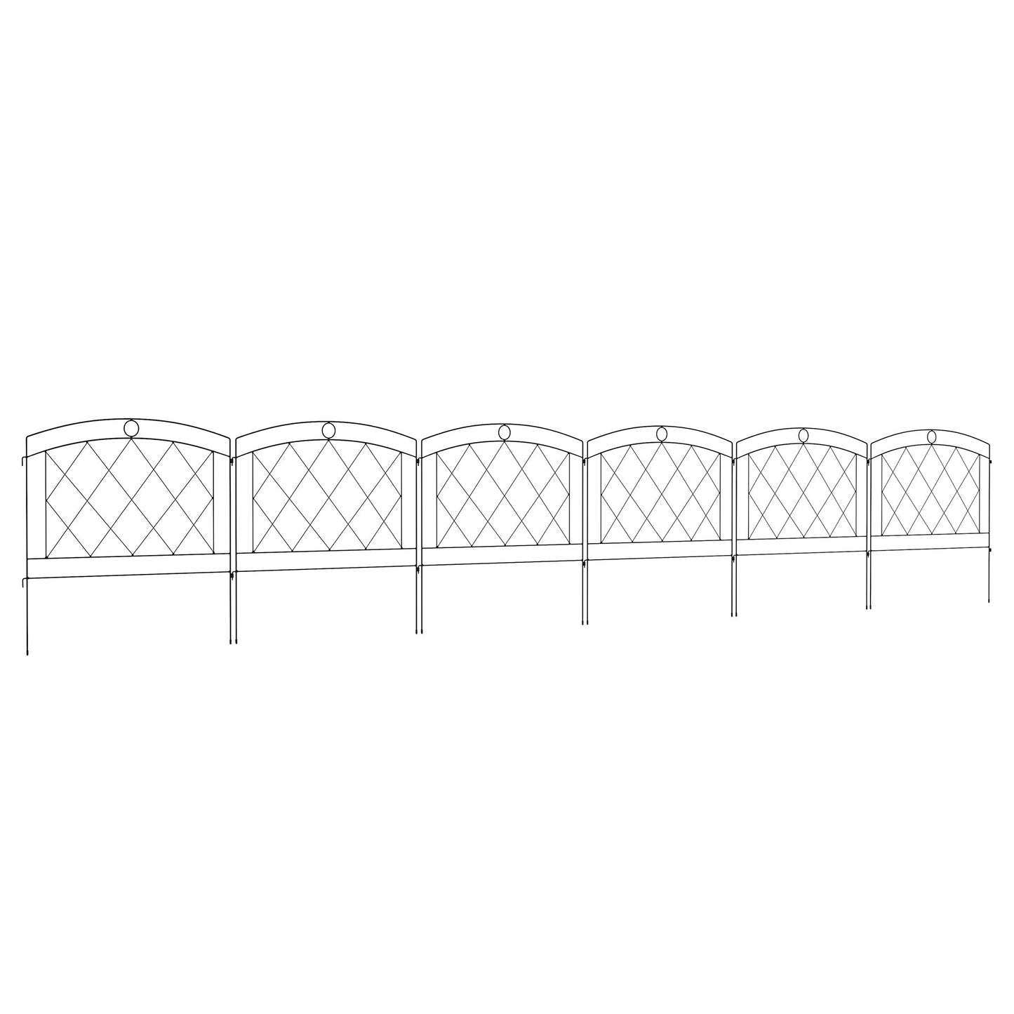Outsunny Metal Decorative Outdoor Picket Fence Panels Set of 6, Black