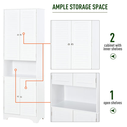 Retro Style Freestanding 6-Tier Bathroom Storage Cabinet White