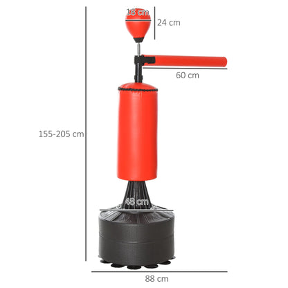 HOMCOM 155-205cm 3-IN-1 Freestanding Boxing Punch Bag Stand with Rotating Flexible Arm, Speed Ball, Waterable Base