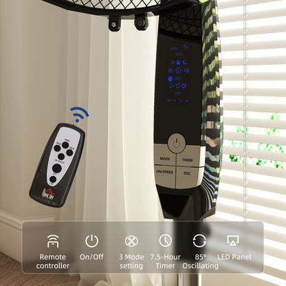 HOMCOM 16" Pedestal Standing Floor Fan, Oscillation Cooling Fan with Remote Control, Black