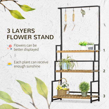 3 Tiered Plant Stand With Hanging Hooks