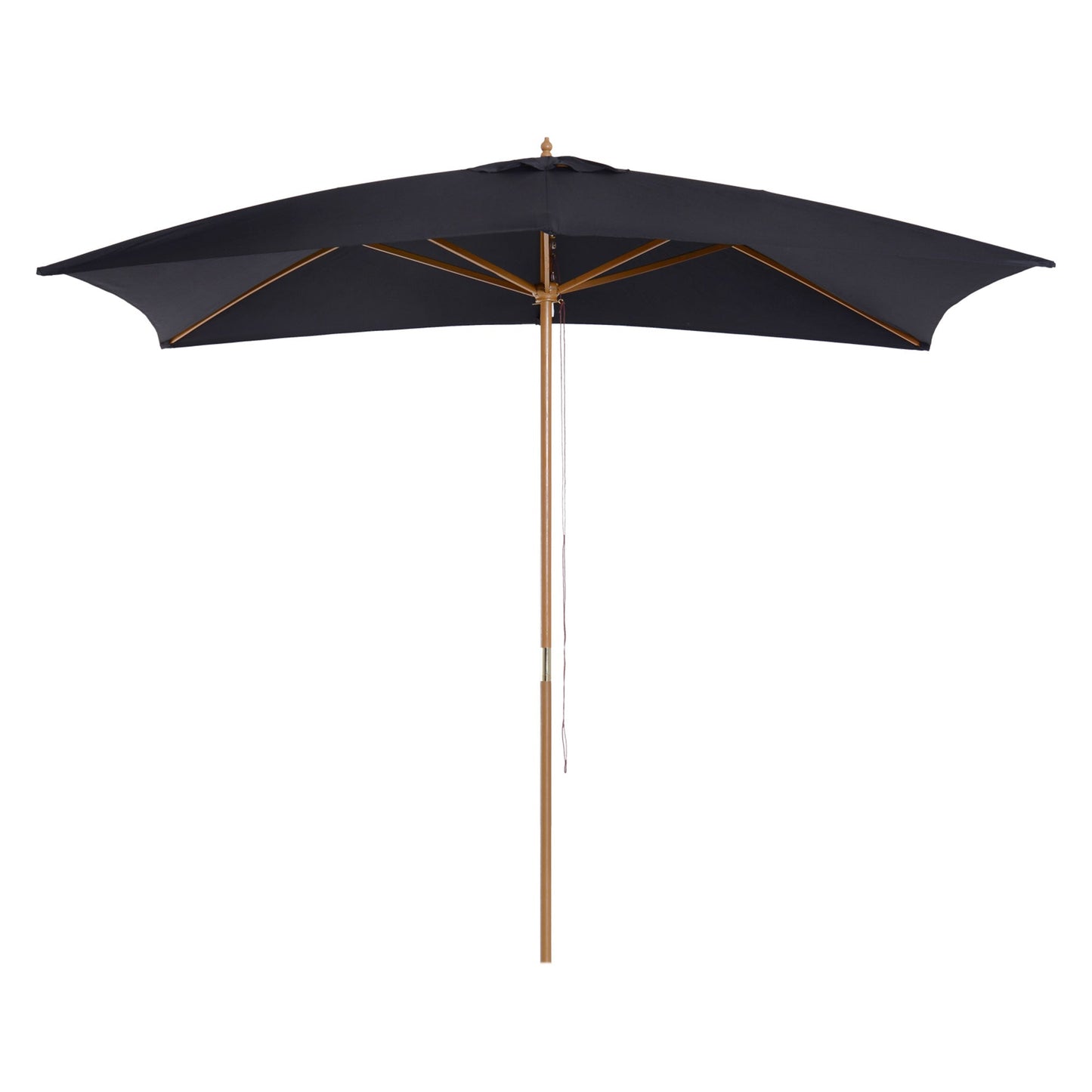 Outsunny 2 x 3m Wooden Garden Parasol Umbrella Outdoor Sun Shade Canopy, Black