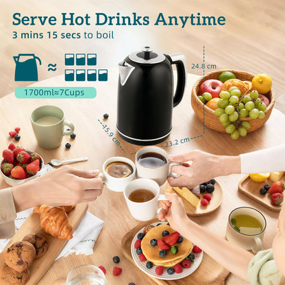 HOMCOM Polished Retro 40-100Â°C Kettle and Toaster Set - Black