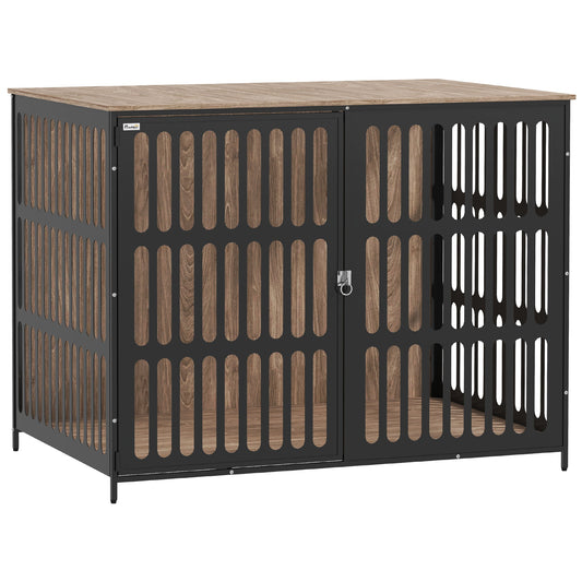 PawHut Dog Crate Furniture z siatką odporną na gryzienie, pojedyncze drzwi anty-ucieczka, dla bardzo dużych psów, 118 x 80 x 92 cm