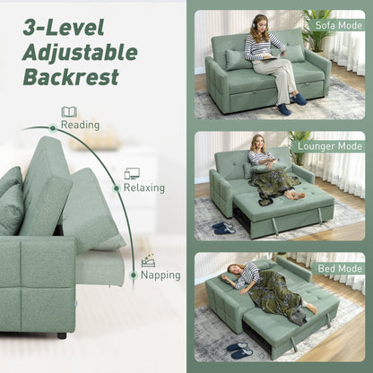 HOMCOM Three-Way Two-Seater Sofa Bed - Green