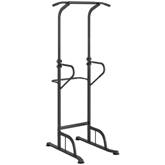 HOMCOM Power Tower Dip Station Pull Up Bar Wielofunkcyjny sprzęt do pompek z regulowaną wysokością do domowej siłowni Trening siłowy Fitness
