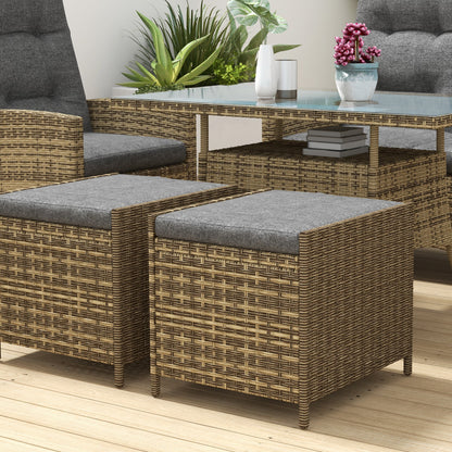 Outsunny Six-Piece Rattan Garden Set, with Reclining Chairs - Grey