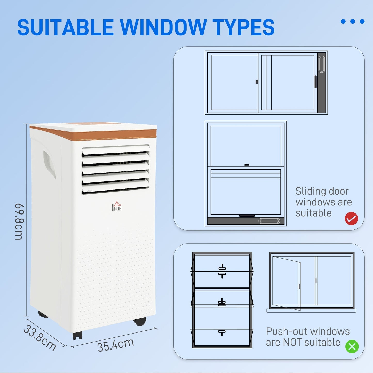 HOMCOM 9000 BTU Air Conditioning Unit, 3-in-1 Portable Air Conditioner, Dehumidifier, Cooling Fan with Remote, LED Display, 2 Speeds, 24H Timer, Window Venting Kit, 28m2