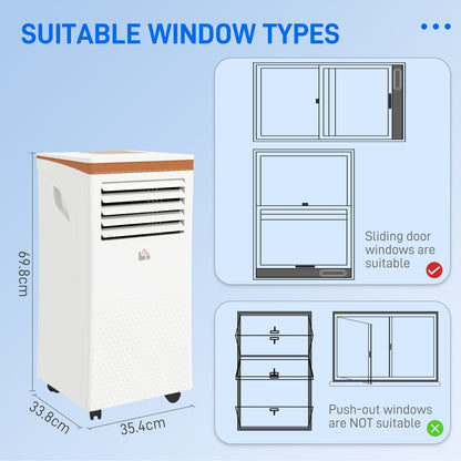 HOMCOM 9000 BTU Air Conditioning Unit, 3-in-1 Portable Air Conditioner, Dehumidifier, Cooling Fan with Remote, LED Display, 2 Speeds, 24H Timer, Window Venting Kit, 28m2