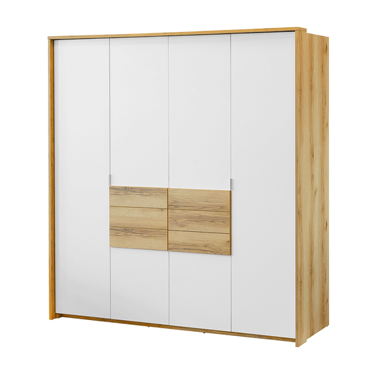 Grand Natural Oak / White Hinged Door Wardrobe 208cm –  TRENTON