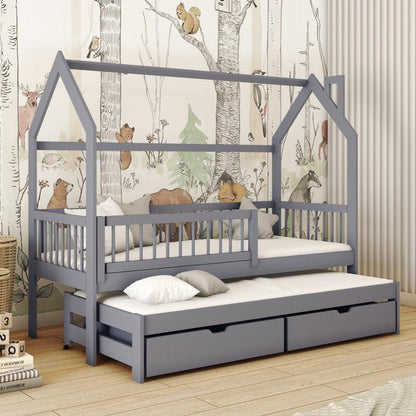 Wooden Single Bed Papi With Trundle