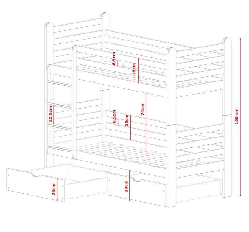 Wooden Bunk Bed Patryk with Storage