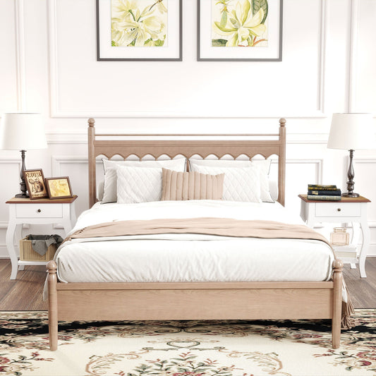 HOMCOM 2pcs Bedside Tables with Drawer, French Style Bedside Cabinets with Open Shelf for Bedroom, Living Room, White