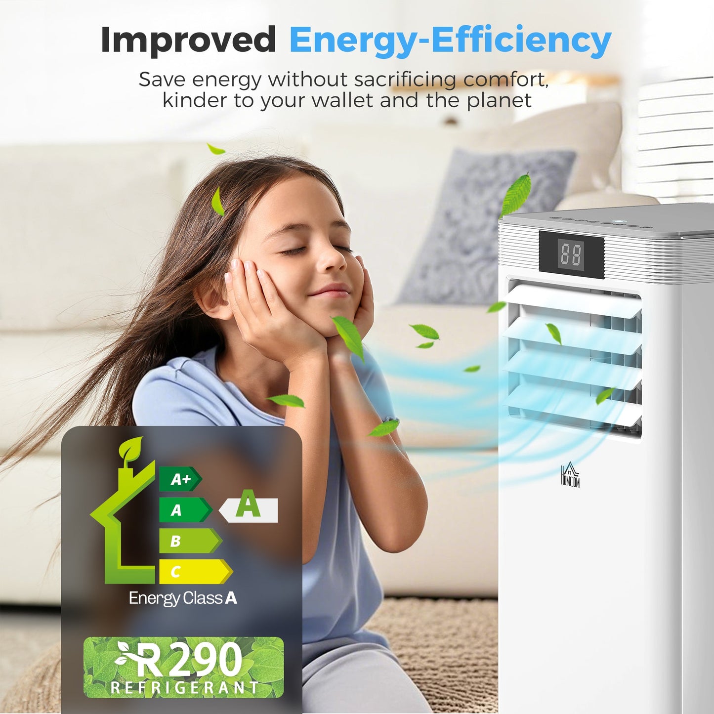 HOMCOM 7000 BTU Air Conditioning Unit, 3-in-1 Portable Air Conditioner, Dehumidifier, Cooling Fan with Remote Control, LED Display, 2 Speeds, 24H Timer, Window Venting Kit, 15m√Ç¬≤